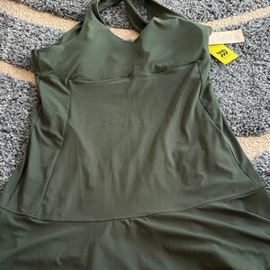 NWT!! All in Motion Green open back Athletic Tank Dress with inset shorts